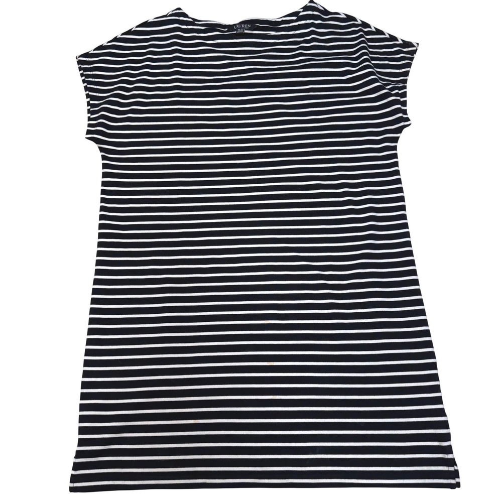 Lauren Ralph Lauren Striped Long Sleeve Cotton Top Black White Pet LG Nautical